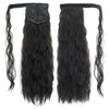 IMISSU Long Kinky Curly Wrap Around Ponytail Extension Synthetic Hair Extensions Clip in Hairpiece (Black)
