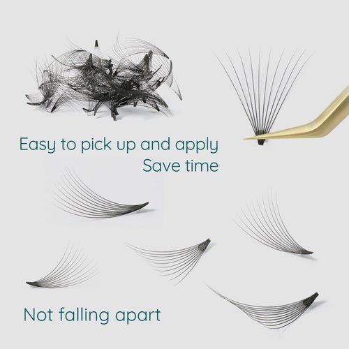 Promade Fans Lashes 600 Pcs Loose Fans 10D 0.07mm C Curl Premade Fans Eyelash Extensions 9-14mm Mixed Length Multiple Options Pro Made Fans Eye Lash Extensions (10D 0.07 C 9-14 mix)