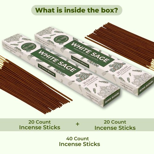 Trumiri Incense Sticks - Total 40 White Sage Insence-Sticks - Dual Pack of 20 Insenses - Insents - Incents - Inscense - Incence - Incienso - All Natural Incense Sticks