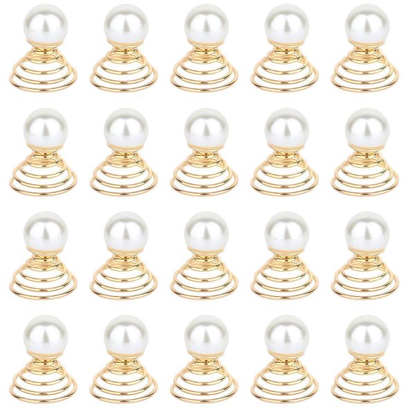 Vpang 20 Pcs Spiral Hair Pins Swirl Hair Twists Coils Hair Clips Wedding Bridal Star Pearl Metal Spiral Twist Hairpins Hair Accessories (Pearl-Gold)