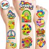 8 Sheets (96PCS) 60s Temporary Tattoos Theme Tie Dye Hippie Birthday Party Decorations Favors Supplies Stickers for Adults Kids Gifts Classroom School Prizes Rewards
