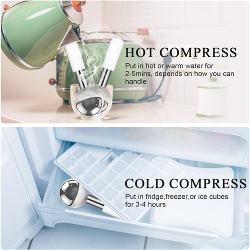 Ice Globe Stainless Steel Beauty Facial Massager for Face & Eyes, Unbreakable Stainless Steel Cryo Stick for Beauty Routines, Facials Cold Roller Cooling Globe(Silver,1Pack)