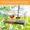 LUJII Shatterproof Window Bird Feeder with Strongest Suction Cups, Polycarbonate Window Mount Feeder with Crystal Clear View & Life-Out Tray, Fits Bigger Birds Like Cardinal or Blue Jay, Clear