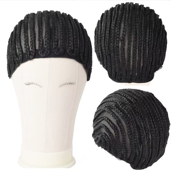 MsLoosily Cornrow Wig Cap For Crochet Braids Synthetic Braided Cap with Adjustable Straps Breathable Crochet Caps with 2 Combs Braided Wig Cap For Sew in,Braided Wig Cap for Black Women(1pcs,black)