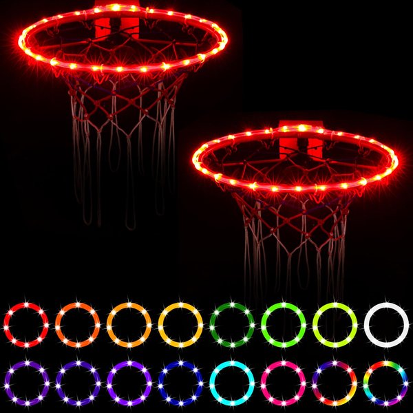 Waybelive LED Basketball Hoop Lights, Remote Control Basketball Rim LED Light, 16 Color Change by Yourself, Waterproof, Super Bright to Play at Night Outdoors, Good Gift for Kids, 2 Pack