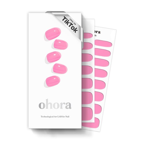 ohora Semi Cured Gel Nail Strips (N Tint High-Teen) - Pink, Tint, Works with Any UV/LED Nail Lamps, Salon-Quality, Easy to Apply & Remove - Christmas Gel Nail Wraps, Stickers, Christmas Stockings