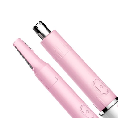 TOUCHBeauty Ear Nose Hair Trimmer and Eyebrow Trimmer for Women 2in1 Facial Hair Removal set with Dual Trimmer Head Battery Operated Battery Included Pink Color TB-1458