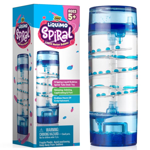 YoYa Toys Liquimo Spiral Liquid Motion Bubbler Timer for Kids - Bubble Drop Hourglass - Fidget Toys for Autistic Children Activity - Office Desk Top Accessories, Holiday Stocking Stuffers