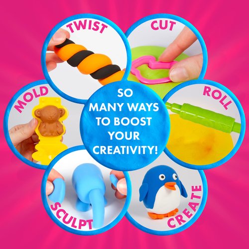 Air Clay Fun Activity Bucket - 15 Vibrant Colors and 5 Modeling Tools - Air Dry Clay for Kids - Soft Molding Clay for Kids - DIY Sculpting Art Craft Supplies Kits Gift - Magic Clay for Kids Ages 6+