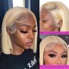 Honey Blonde 613 Bob Wig Human Hair HD Transparent 13X4 Straight Bob Lace Front Wigs Human Hair Wear and Go Glueless Wig Human Hair Pre Plucked 613 Blonde Short Bob Lace Frontal Wigs For Black Women