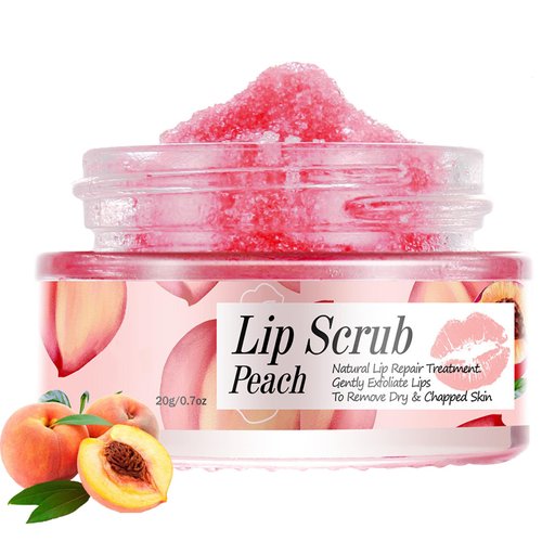 Lip Exfoliator Scrub, Lip Exfoliator Scrub and Moisturizer, Sugar Lip Scrub for Dry Cracked Lips, Gently Exloliate, Exfoliating Lip Scrub For Lip Repair, Nourish Lips (Peach)