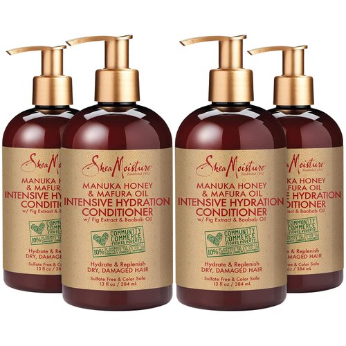 SheaMoisture Manuka Honey & Mafura Oil Conditioner with Fig Extract and Baobab Oil - Hydrate + Replenish, Shea Moisture Curly Hair Products to Nourish and Soften Hair, 13 Oz Ea (Pack of 4)