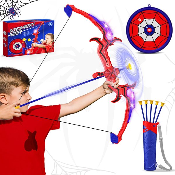 Aetyni Spider Toys for Ages 3-5 Boys, Bow and Arrow for Kids 3-8 Archery Set with LED Lights Target Toys for Boys 3 4 5 6 Spider Shooting Toys for Ages 5-7 for Kids