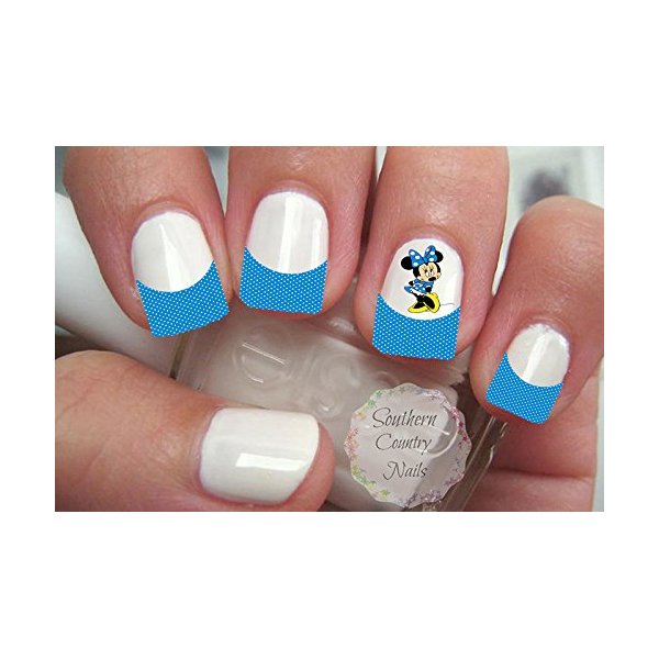 Blue Polka Dot French Tips and Nail Art Decals