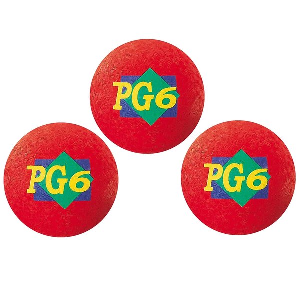 Dick Martin Sports MASPG6R-3 Martin Sports 6-Inch, Nylon/Rubber Playground Ball, Red, Pack of 3 (MASPG6R-3)