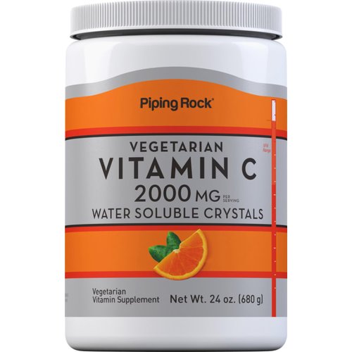 Piping Rock Vitamin C Powder Supplement | 2000 mg | 24oz | Water Soluble Crystals | Vegetarian, Non-GMO, Gluten Free