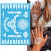 6 Sheets White Henna Temporary Tattoos for Women Girls Lace Fake Tattoo Stickers Mystery Sexy Mandala Flower Body Art Design Waterproof Henna Sticker DIY Wedding Party Supplies Favors Goddess Look