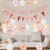 Welcome Home Decorations,Rose Gold Welcome Home Balloons Banners Set,Welcome Home Glitter Banner with Confetti Balloons,Pennant Flag Bunting for Home Family Baby Shower Welcome Back Party Supplies