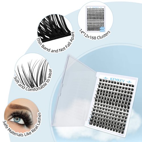 Lash Clusters 168 Pcs Cluster Lashes Eyelash Clusters DIY Cluster Eyelash Extensions Individual Lashes Thin Band & Soft(Crocus & Dandelion,D-mix)