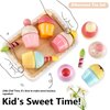 HERSITY Wooden Cupcakes Toys Pretend Play Food Desserts Kids Baking Set, Kitchen Playset for Toddlers 3-5, Tea Party for Little Girls Cooking Games Age 3 4 5 Years Old Girls Boys
