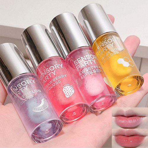 KTouler Lip Glow Gloss Plumping Tint,Moisturizing Lip Oil for Lip Lines,4Pcs Jelly Lip Oil,Lip Care Lip Gloss