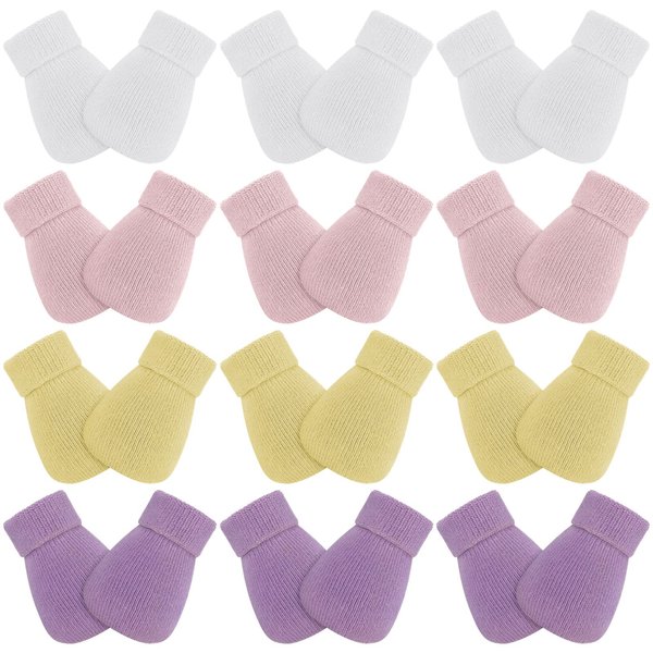 12 Pairs Baby Preemie Mittens Preemie Gloves No Scratch Baby Mittens Newborn Preemie Baby Mittens Cotton Gloves for Preemie Newborn Girls Boys Premature Infant Toddler (Cute Color)