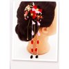 CRB Fashion Womens Girls Kimono Traditional Tsumami Kanzashi Outfit Wedding Japanese Asian Yukata Hair Tie Flower Floral Fan Barrette Clip (Black/Red)