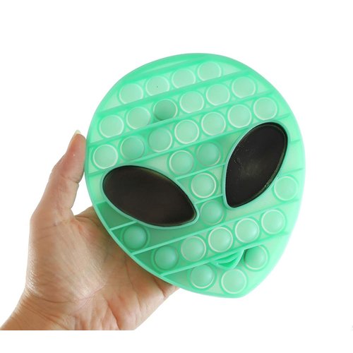 Curious Minds Busy Bags 1 Glow in The Dark Alien Bubble Pop Fidget Toy - Silicone Push Poke Bubble Wrap Fidget Toy - Press Bubbles to Pop - Bubble Popper Sensory Stress Toy OT (Random Color)