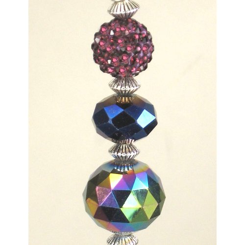 Trace Ellements Iridescent Royal Blue and Purple Glass & Rhinestone Ceiling Fan Pull Chain