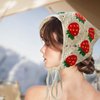 4 PCS Hair Bandanas for Women, Strawberry Head Scarf for Women's Hair with 2 Hair Clips, Knitted Cute Hair Accessories for Stylish Decor, Crochet Headband Hair Scarf for Girls(Pink and Beige)