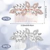 HINZIC 2pcs Wedding Hair Combs Crystal Rhinestone Bridal Hair Combs Pearl Hair Comb Side Wedding Hair Pieces Wedding Hair Accessories for Brides Women Girls(Pink-gold, Silver)