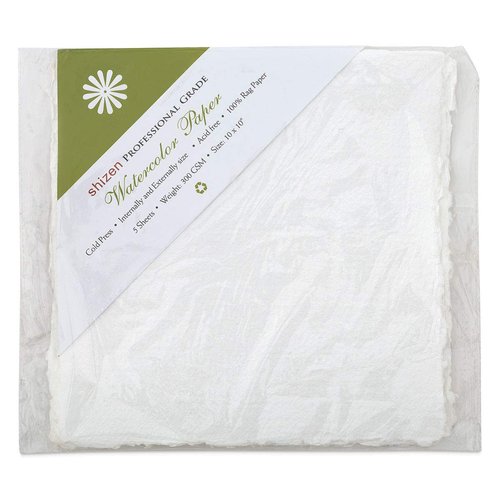 Shizen Design, Watercolor Paper, White, Cold Press, 10x10 Inches, Pack of 5 Sheets, WC 314