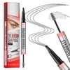 Microblading Eyebrow Pen,2-in-1 Eyebrow Pen and Sealing Brow Gel,4-Fork-Tip Eyebrow Pencil,Waterproof Eyebrow Pencil,Long-Lasting Eyebrow Brush Eyebrow Pencil for Natural Looking (Black)
