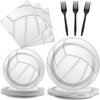 Wiooffen 96pcs Volleyball Birthday Party Supplies Sports Paper Plates Napkins Set Disposable Tableware Kit Sports Theme Party Baby Shower Decorations Favors for Boy, Serve 24