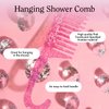 Rizos Curls Hanging Shower Comb, Detangle & Distribute Conditioner In Shower, Gentle On All Curl Types, Easy to Hang & Use, Pink