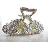 Silver metal flower crystal hair claw clip bridal clip