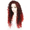 Ebingoo +Wig Cap Omber Red Black Lace Front Wig Ombe Wine Red Curly Lace Front Wig Long Curly Lace Front Wig Free Part Synthetic Wig Burgundy Lace Front wigs Red Wig for Women Party Halloween