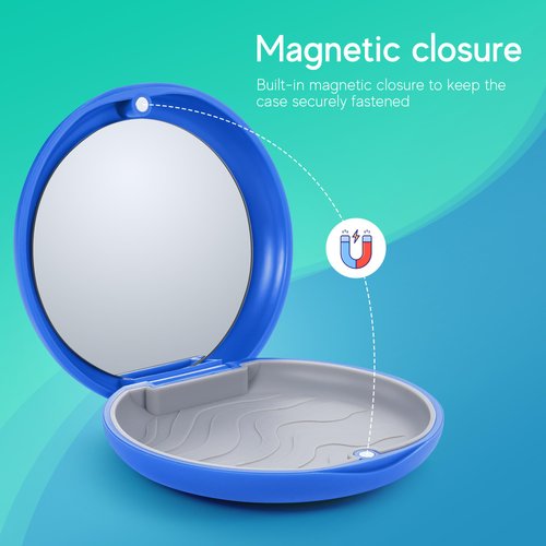 Premium Retainer Case Kit with Mirror, Invisalign case with 2 Pcs Chewies, Aligner Removal Tool and Portable Travel Bag,Clear Braces Dental Storage Case, Magnetic Orthodontic Container (White)