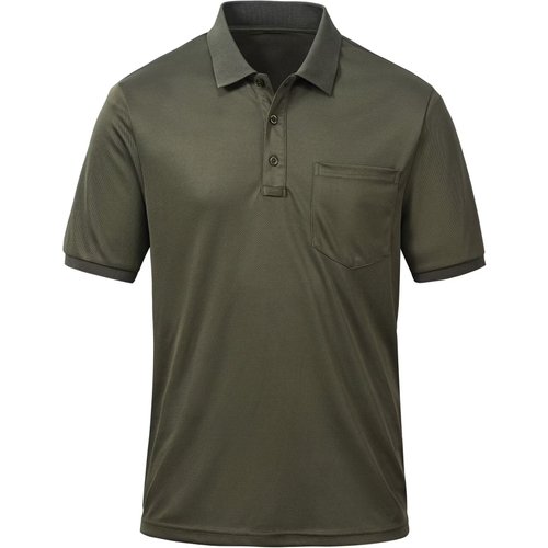 Tyhengta Men's Polo Shirt Short Sleeve Quick Dry Athletic Performance Shirts Pique Golf Shirt Army Green Small