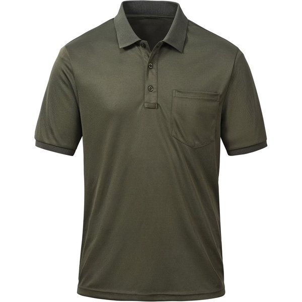 Tyhengta Men's Polo Shirt Short Sleeve Quick Dry Athletic Performance Shirts Pique Golf Shirt Army Green Small