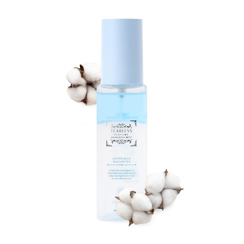 TEABLESS Cotton Blue Mallow Tea Perfume Hair & Body mist (3.38oz/100ml) - Hydrating, Nourishing, Soothing - Long-lasting Cotton Scent - Gentle for Dry Skin and Hair - Korean Skin Care - Travel Size
