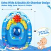 EZIGO Baby Pool Float with Canopy UPF50+ Sun Protection, Inflatable Kids Pool Float with Ocean Animal Toys for Babies 6-36 Months, Infant Swimming Float with Adjustable Safety Seat for Boys Girls