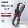 SETMSPACE USB C Cable for USB 3.2 Gen 2x2 [6.56ft], 20Gbps Transmission Speed, 100W Charging, Support 4K@60Hz Video Transmission, 2 in 1 USB A/C to USB-C Braided Graphene Charging Cable
