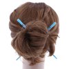 Set of Two Women's Wooden Hair Sticks With Butterflies Chopsticks Hair Pin 7 inches Long- Light Blue