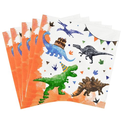 WERNNSAI 50 PCS Dinosaur Napkins - Watercolor Dinosaur Party Supplies 3-Ply Kids Birthday Dino Paper Napkins Disposable Dinosaur Dinner Napkins for Boys Kids Birthday Baby Shower Decorations