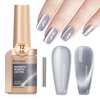Bevimee Cat Eye Gel Nail Polish Moonlight 12ML Magnetic Nail Polish Gel Silver Glitter Mirror Glass Smoothie Cateye Gel Polish Holographic UV Gel for Nail Art Manicure DIY at Home 1PC