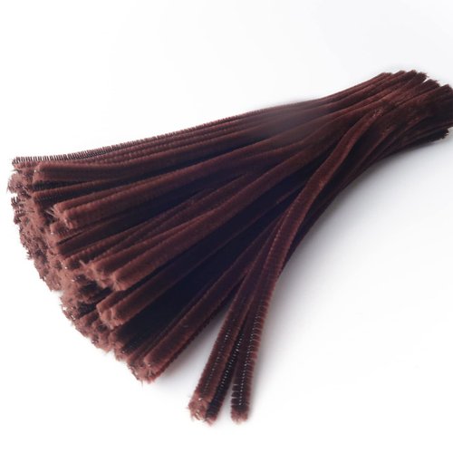 Lumintutu 100 Pieces 7mm x 12 Inch Pipe Cleaners, Thick Fuzzy Brown Chenille Stems for Craft Supplies Kids DIY Art Decorations