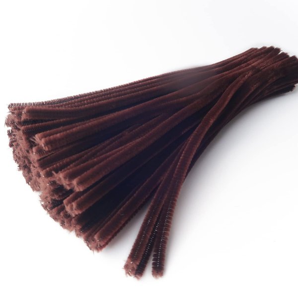Lumintutu 100 Pieces 7mm x 12 Inch Pipe Cleaners, Thick Fuzzy Brown Chenille Stems for Craft Supplies Kids DIY Art Decorations