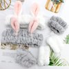 YISSION 6Pcs Face Wash Headbands and Wristbands Set Bunny Ears Headbands Spa Headband Makeup Headband Skincare Headbands with Wristbands for Women Girls Washing Face(Gray White)