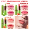 BINGBRUSH Color Changing Lipstick Queen,PH Mood Long Lasting Lip Gloss Korean Lip Balm Tinted Magic Makeup Moisturize Lipstick Set (3pcs Aloe+Strawberry+ Carrot, 3 Count (Pack of 1))